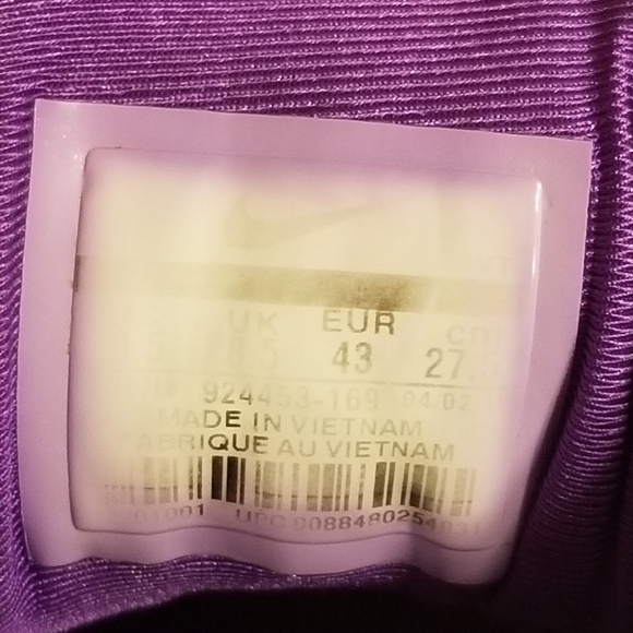 Nike Vapormax Men's Size 9.5 Purple Running Shoes Sneakers 924453-169 - Picture 6 of 6